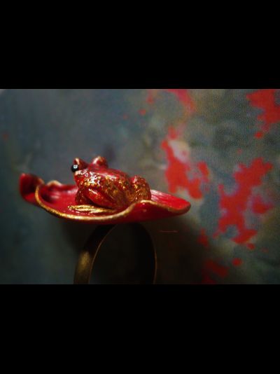 Кольцо с лягушкой на лепестке Червонной Муравы