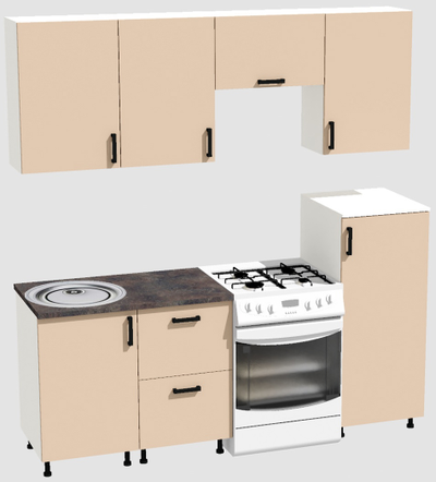 Кухня Эконом 1,5 метра с полуколонкой (1000х500) Цвет: Фон бежевый/Фон бежевый