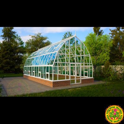 Базовая комплектация теплицы из стекла и алюминия “Леонардо XL” размером 5000 х 10000 мм