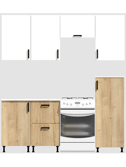 Кухня Эконом 1,5 метра с полуколонкой (1000х500) Цвет: Белый/Дуб Вотан