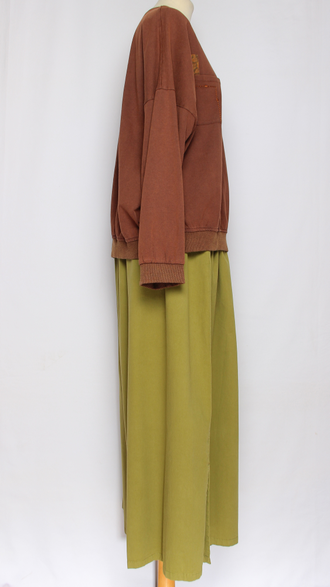 Джемпер вареный хлопок "Цветная заплатка" терракот, шоколад до р.54