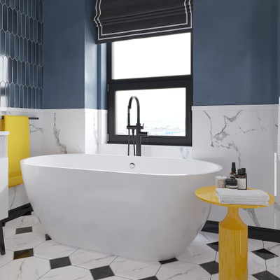 Ванна из искусственного камня STWORKI Берген 160x75 см, отдельностоящая, белая, овальная