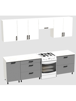 Кухня Эконом 2,1 метра (1300х800) Цвет: Белый/Базальт