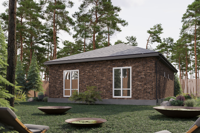 Одноэтажный дом с тремя спальнями 94.69м² + крыльцо 4.79м2 (S1)