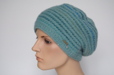 Берет бирюзовый вязаный Vizio Италия 6713 В