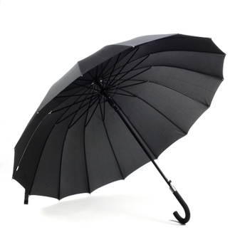 Зонт-трость 16 спицы черный полуавтомат DINIYA (купол 110см)