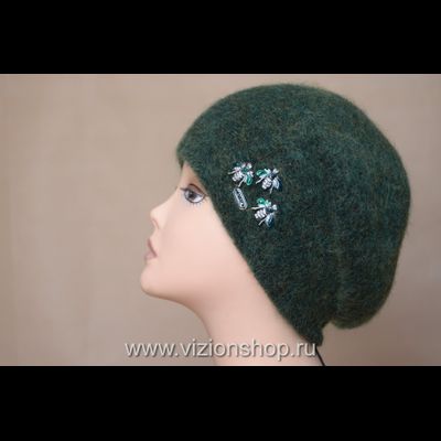 Зеленый вязаный берет Визио Италия Vizio 36187 зима 2019 фото