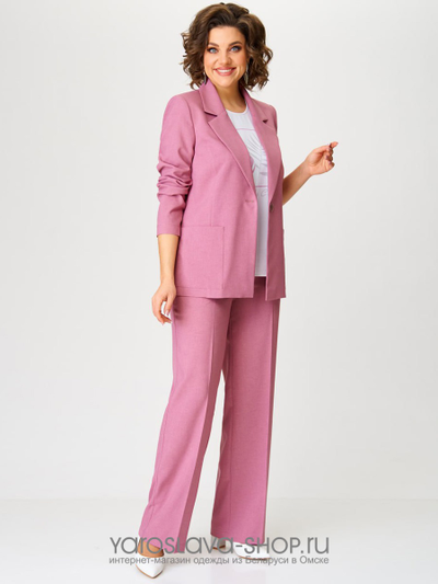 Комплект женский 3-х предметный состоящий из жакета, блузки и брюк в цвете пыльная роза