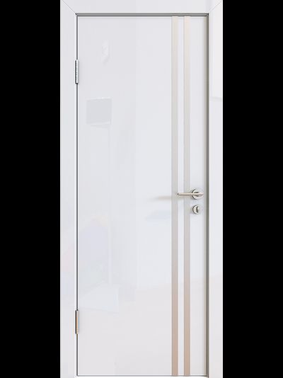 Глянцевая дверь GL6 цвет белый с молдингами