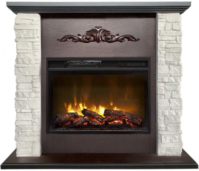 Электрокамин Malta AO белый камень с очагом Magic 24