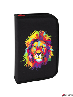Пенал BRAUBERG с наполнением, 1 отделение, 1 откидная планка, 24 предмета, 21×14 см, «Colorful lion». 270725