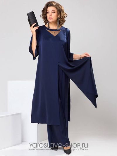 Модель : А-4127.Стильный 3х предметный брючный костюм в оливковом цвете