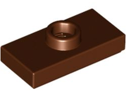 Plate, Modified 1 x 2 with 1 Stud with Groove and Bottom Stud Holder Jumper, Reddish Brown (15573 / 6092590)