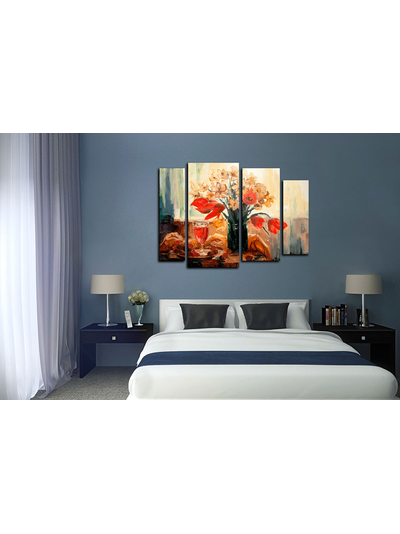 Модульная картина "Цветы и вино"