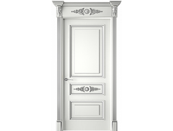 Белая дверь Кардинал с патиной серебро