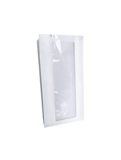 Пакет бумажный с окном (белый), 140*60*250мм
