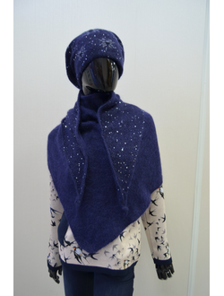 Шарф платок Италия Визио Tresor ST синий с пайетками