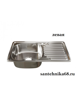 Мойка для кухни врезная MIXLINE 42х76 0,8мм левая правая выпуск 3 1/2 с сифоном глубина 18см