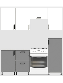 Кухня Эконом 1,5 метра с полуколонкой (1000х500) Цвет: Белый/Базальт