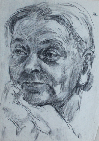 "Портрет" бумага уголь Кондратова О.Е. 1972 год