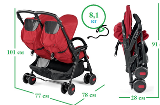 Прогулочная коляска Peg-Perego Aria Shopper Twin Geo Red