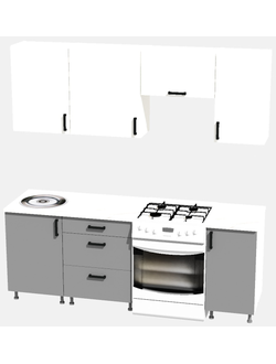 Кухня Эконом 1,5 метра (1100х400) Цвет: Белый/Базальт