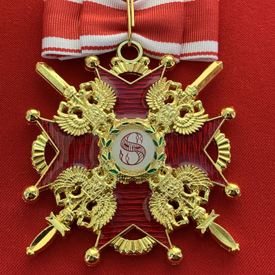 Орден Святого Станислава 1-й степени с мечами, с бантом из муаровой ленты.Полноразмерная копия LUX! Лот № 80.