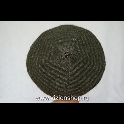 Вязаный берет в полоску женский Vizio Италия 6478 зеленый