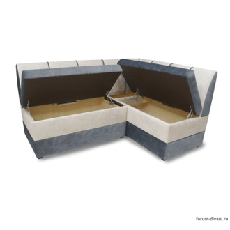 Кухонный Угловой диван "Форум-8" Серый/Слоновая кость Правый