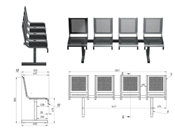Секция стульев перфорированная четырёхместная СП1