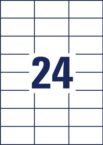 Этикетки А4 всепогодные MultiLabel, белый полиэстер, 70x37мм, 24шт/л, 20л, 22700370