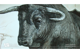 Фактурная роспись "Бык". Фрагмент.