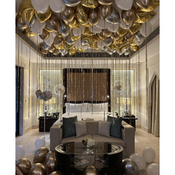 Шары под потолок, оформление комнаты золото с серебром (шары воздух в подарок)