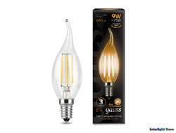 Gauss LED Filament Candle Tailed B75 9w 827/840 E14