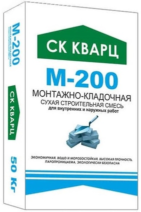 Сухая смесь монтажно-кладочная М-200 СК КВАРЦ 50кг