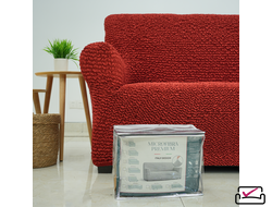 Чехол на 4хм диван Микрофибра Терракот. Защита мягкой мебели от животных.