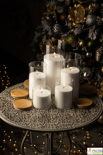 Насыпная свеча с бамбуковой крышкой 12*30 см