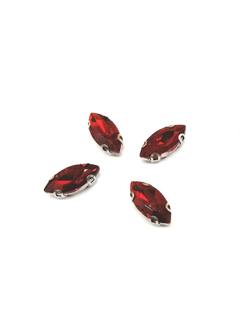 Стразы стеклянные пришивные в цапах, 7*15 мм цвет красный