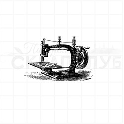 Винтажный штамп с настольной ручной швейной машинкой