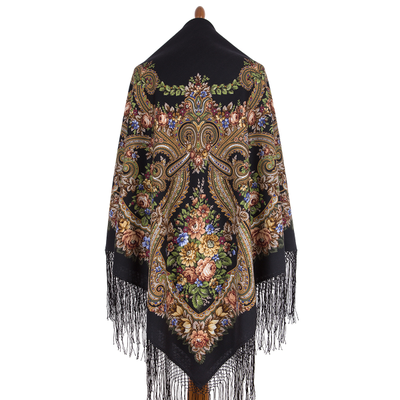 Павловопосадский платок Небесный 391-18