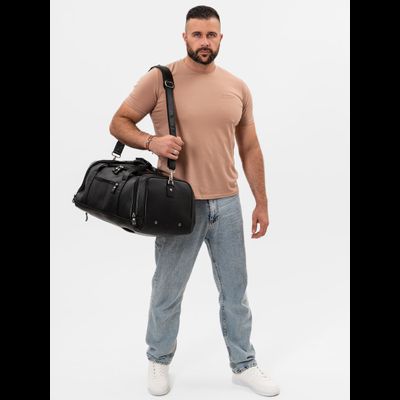 Кожаная дорожная сумка / рюкзак Napoli black 
(арт. 4034-01)