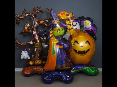 Шар 3D (60''/152 см) Фигура на подставке, Ведьма с метлой