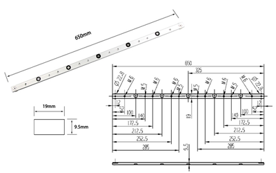 Профиль-слайдер с регулировкой 19 мм  (0.65 М)