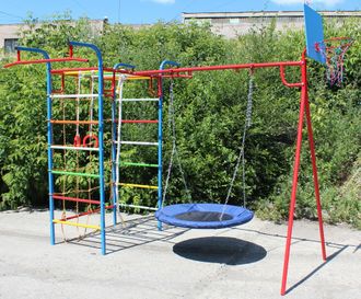 Уличный детский спортивный комплекс PLASTEP МИКРО 3 с сеткой купить в Воронеже