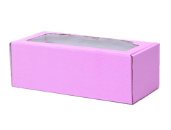 Коробка самосборная с окном 35х16х12 см цвет розовый