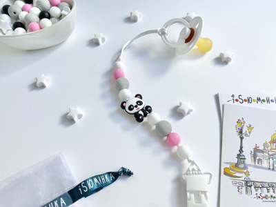 Держатель для пустышки ПАНДА розовые ушки