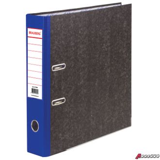 Папка-регистратор BRAUBERG, мраморное покрытие, А4 +, содержание, 70 мм, синий корешок.     221986