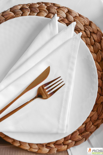 Текстильная салфетка для ресторана 45*45см, белая, евроуголок, без рисунка - 50шт