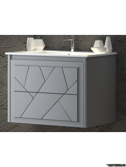 Тумба подвесная без раковины Smile Луиджи 70 серый матовый + Раковина Cerastyle Ibiza 71