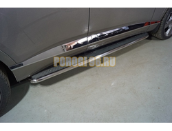 Пороги с площадкой (нерж. лист) 42,4 мм ТСС для Genesis GV80 4WD 3D 2020-